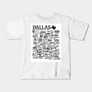 Dallas Texas Map Art Kids T-Shirt